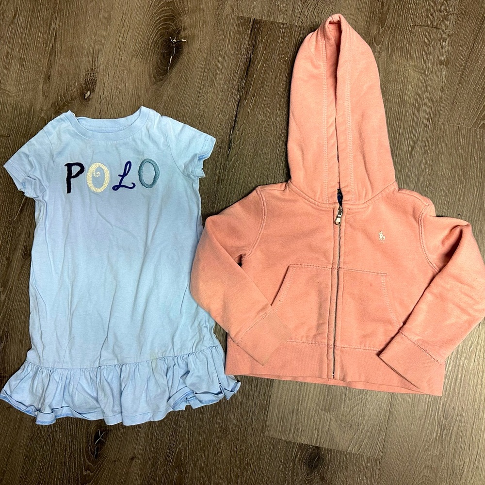 Girls Polo Ralph Lauren Sz 3T Dress and Hoodie Bundle